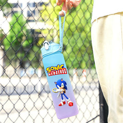 Sonic The Hedgehog 750ml Gradient Color Plastic Straw Cup Portable Outdoor Sports Large Capacity Cartoon Childrens Drinking Cup