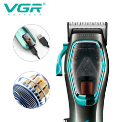 VGR-674 Hair Clipper Professional Hair Trimmer Electric Hair Cutting Machine Adjustable Barber Haircut LED Trimmer for Men