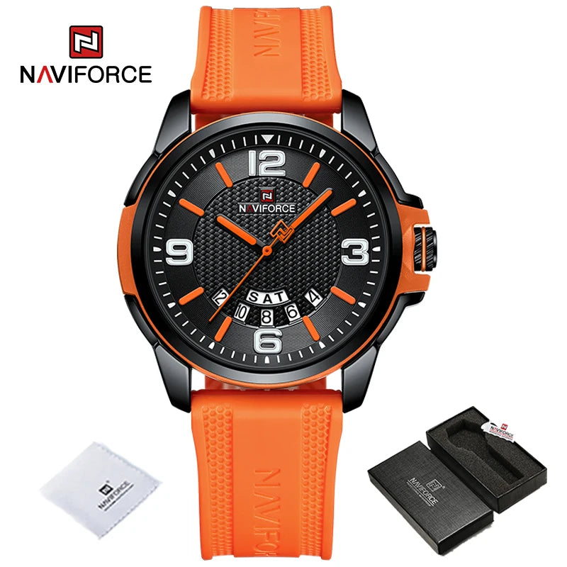 NAVIFORCE Creative TPU Strap Male Wristwatch Fashion Sports 3ATM Waterproof Quartz Day and Date Display Men Watches