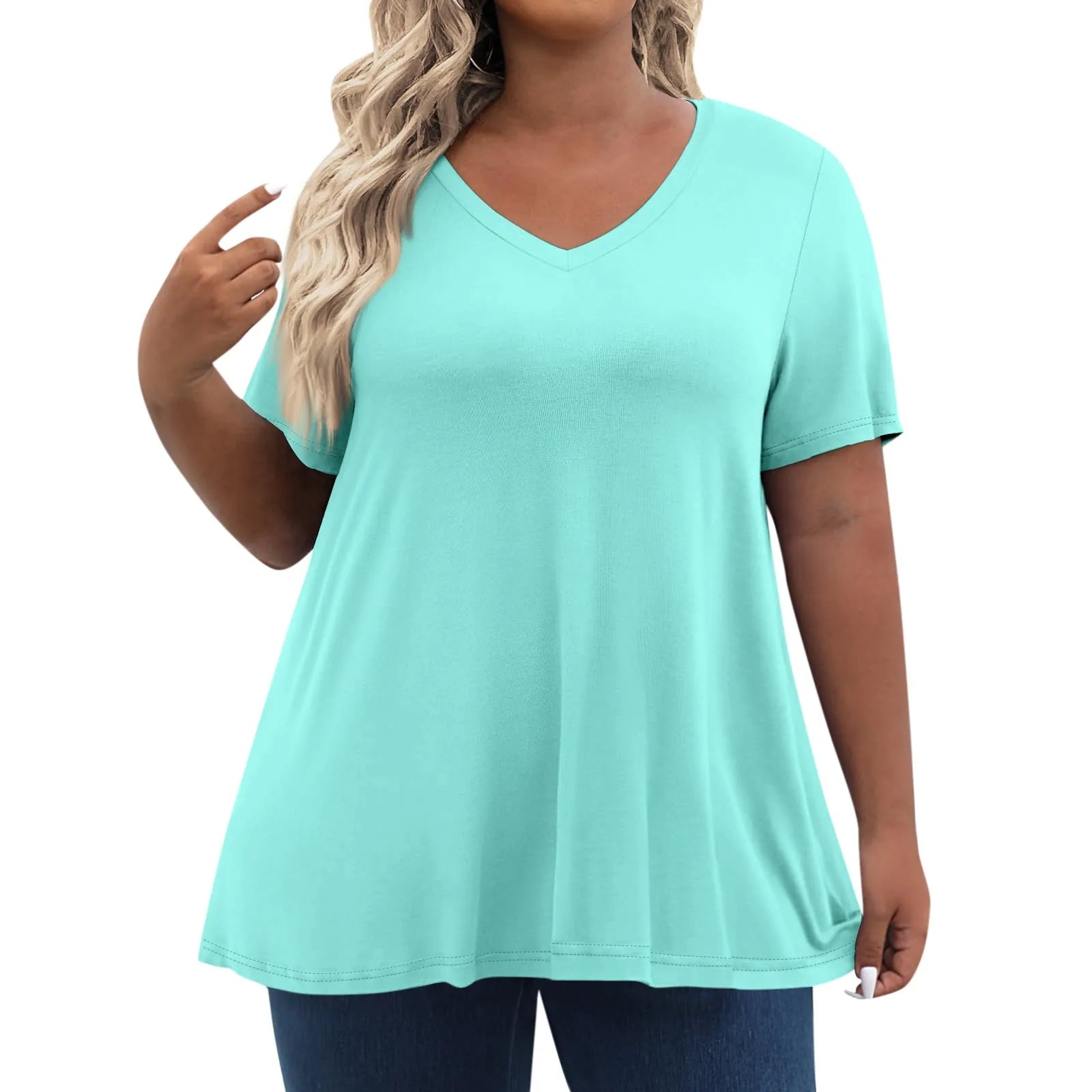 Plus Size Women's T-shirt Fashion Solid Short Sleeve Tee Loose Casual Female Clothing