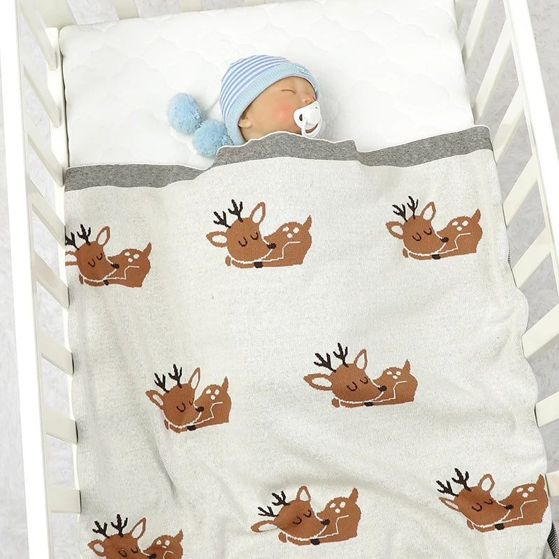 Newborn Baby Blanket Cotton Knit Infant Girl Sleeping Cover