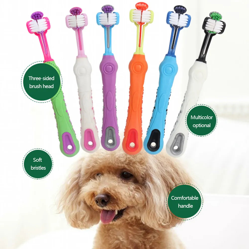 Three Sided Pet Toothbrush Three-Head Multi-angle Toothbrush