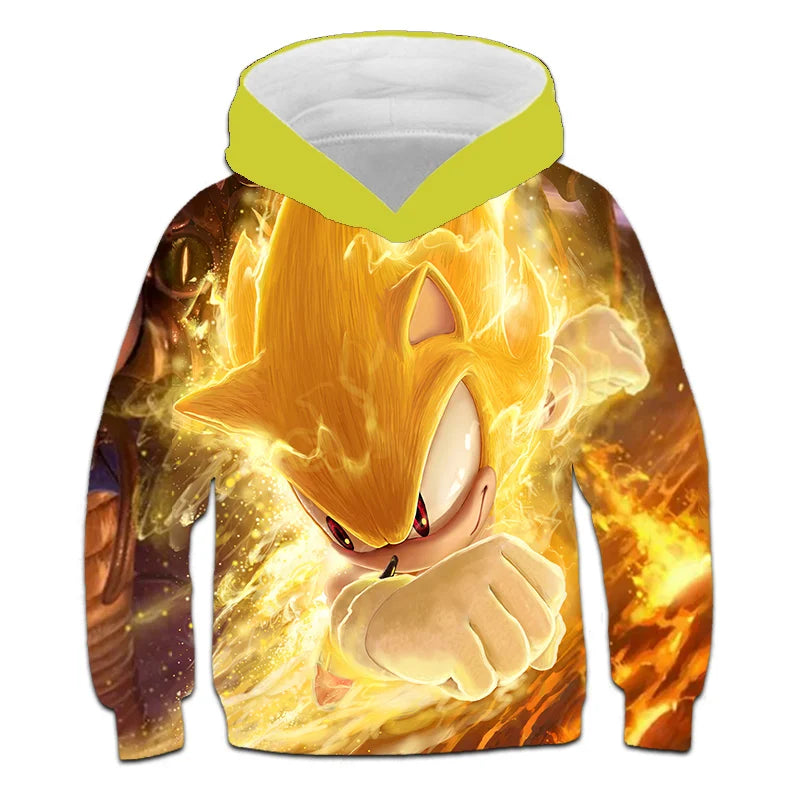 Japanese anime Sonic children's boy cartoon hoodie sweatshirt  3D printed cartoon boy and girl hoodie sweatshirt