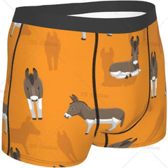 Funny Cartoon Donkey Pattern Men's Funny Underwear Boxer Briefs Slight Elasticity Male Shorts, Novelty Stylish Gift for Men Boys