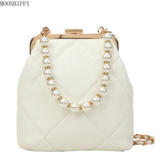 Women's Party Clutch Wedding Crossbody Bag Totes Stylish Pearl Clip Bag 2