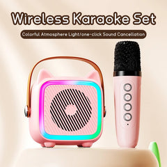 Mini Karaoke Machine for Kids Portable Bluetooth Speaker with Wireless Microphones