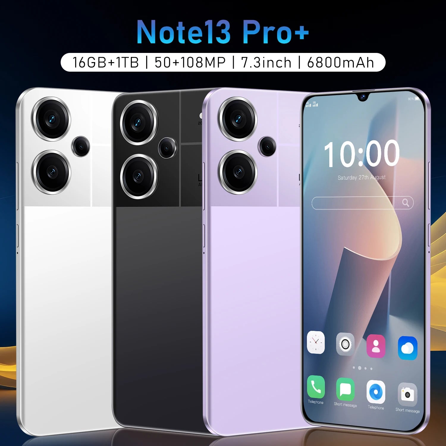 Note13 Pro Smartphone 7.3'' HD+ 90Hz Android 13 Dimensity 9200+ Mobile Phone 50MP Cellphone Unlocked Cellarers