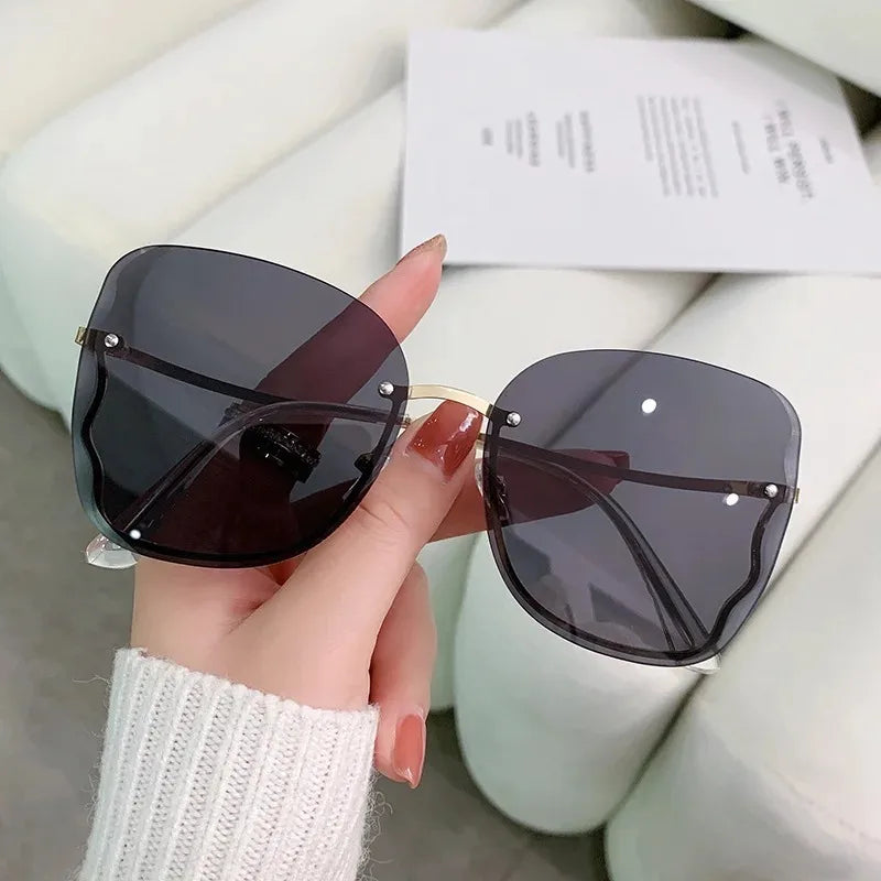 Square Sunglasses Woman Fashion Rimless Gradient Sun Glasses