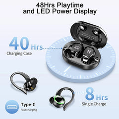 TWS Bluetooth 5.3 Earhook Earphone Sports Headsets Led Headphone Wireless Earbuds Noise Reduction Microphone