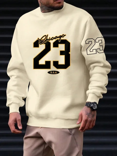 Man Clothes Street Style Fleece Sweatshirts Autumn Casual Hoodies Fashionable Crewneck Pullovers