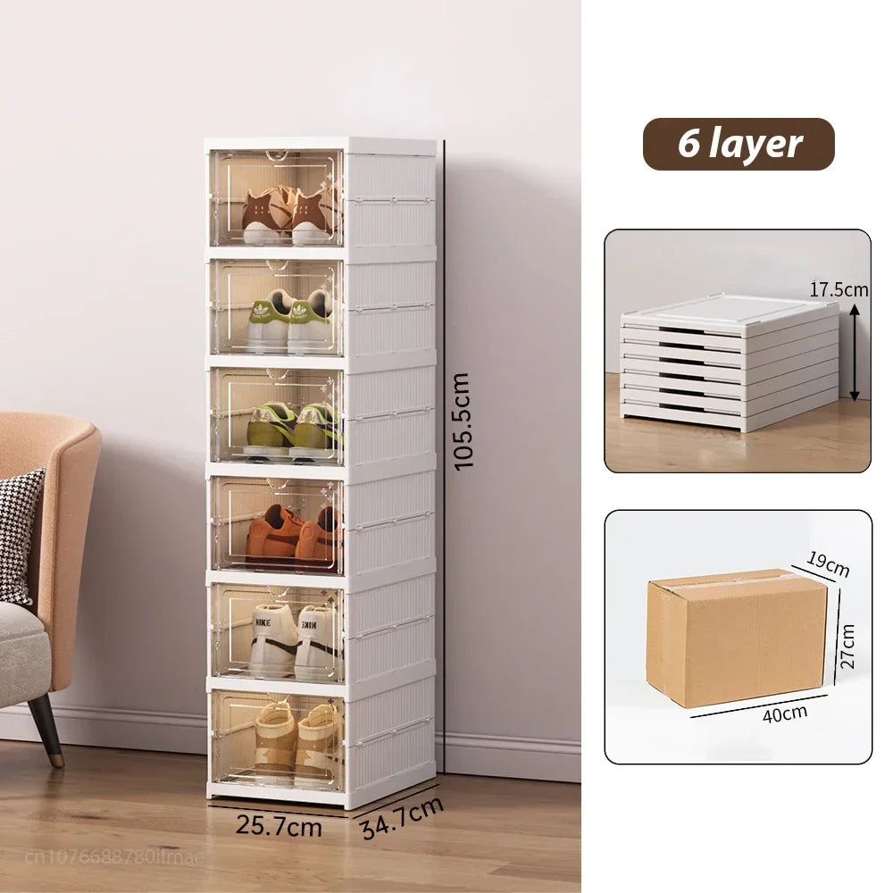 Folding Shoes Organizer, Clear Shoe Box, Large Storage Shoe RacK