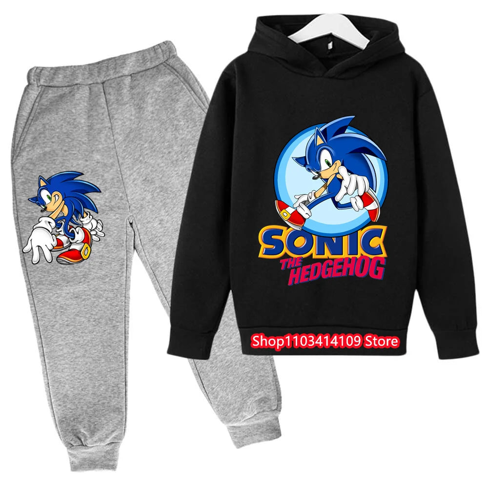 Kids Sonics Hoodies Sets Children Cotton Autumn And Spring Long Sleeve Sweatshirts Trousers 2pcs Costume Outfits