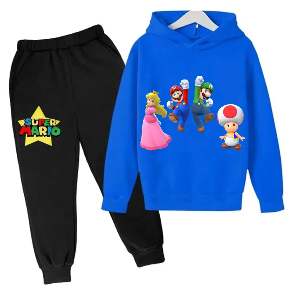 Kids Super Mario Bros Boy Girl Hoodie Suit Spring Autumn Kids Hooded Sportswear