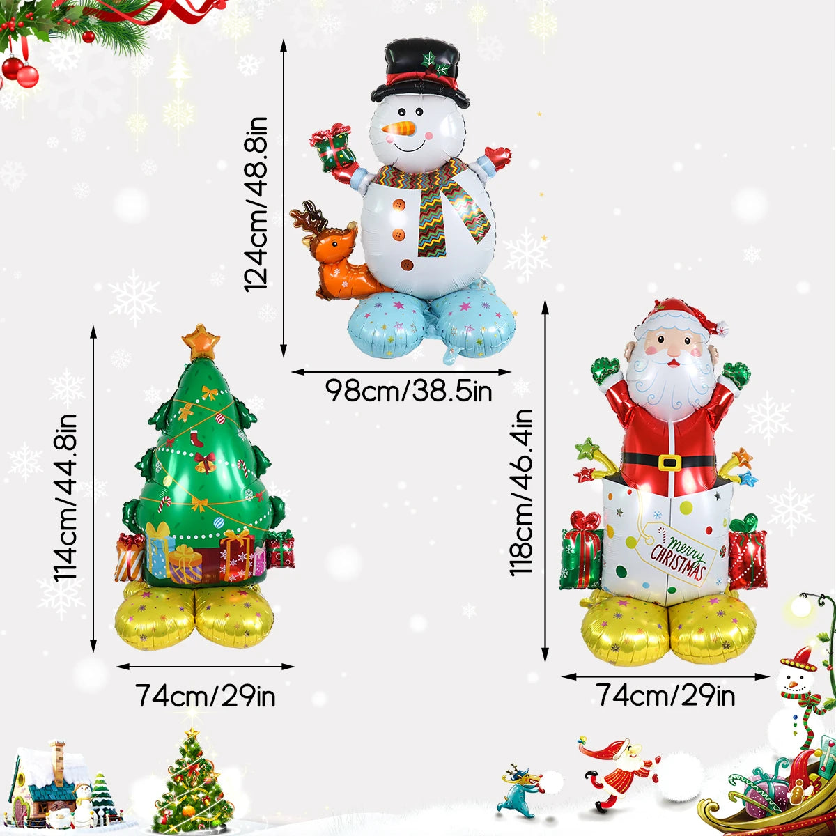 Large Christmas foil balloons, Santa Claus, snowman, Christmas tree balloon, suitable for Christmas party