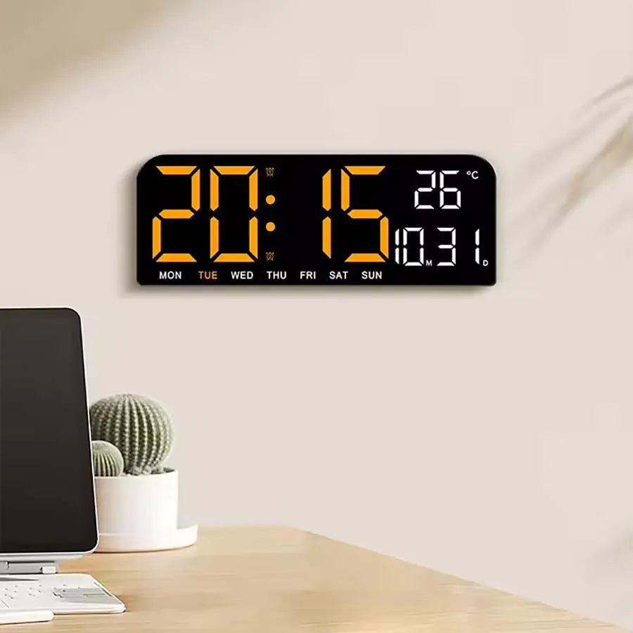 Large Screen LED Digital Bedside Alarm Clock With Temperature Calendar Electronic Table Date Display