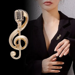 Fashion Musical Note Brooches Simple All-Match Microphone Metal Pin