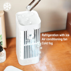 USB Portable Fan Air Cooler with Light Desktop Atomizing Air Conditioner Room Humidifier