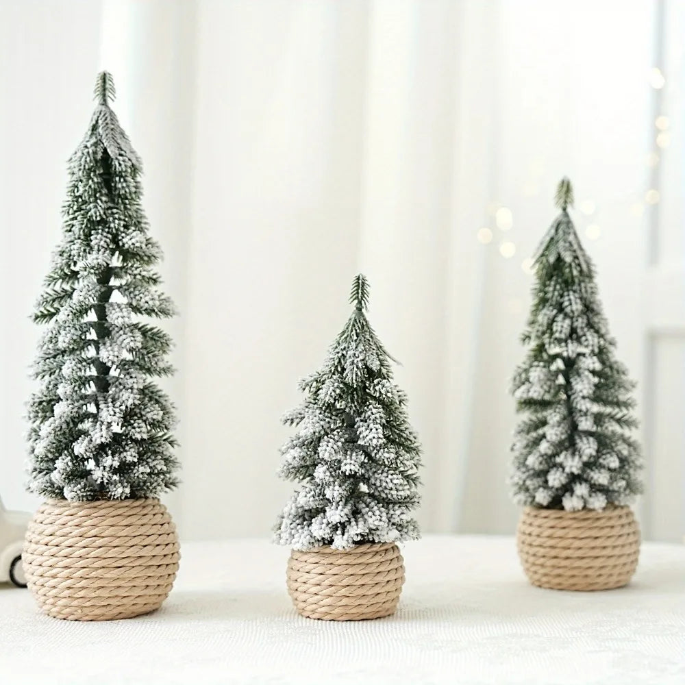 Mini Christmas Tree Artificial Small Snow Pine Xmas Tree Decorations New Year Party Ornaments