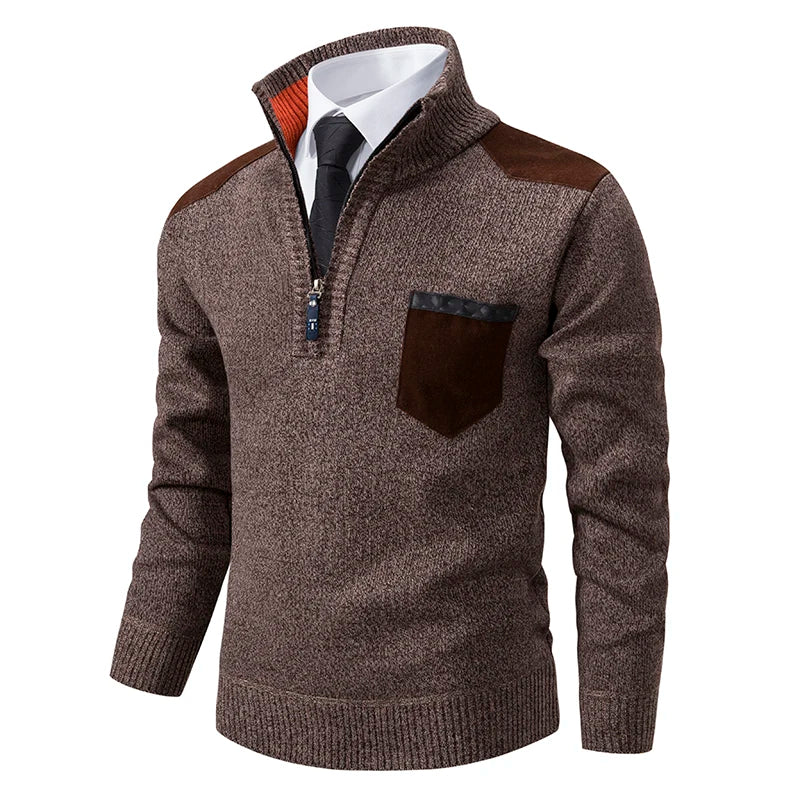 Pullover Men Sweater Cashmere Thick Polo Shirts Korean Half Zipper Cold Blouse Stand Collar Autumn Winter Outerwear Luxury Cloth