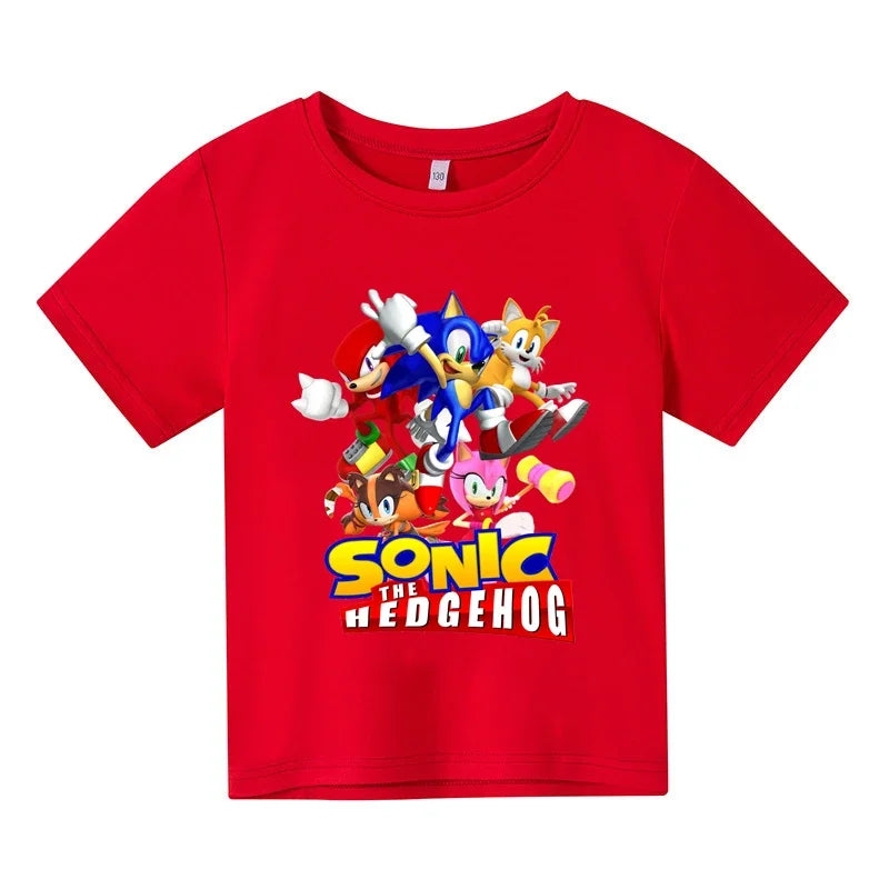 New Cartoon Cute Clothes Summer Kids Boys Sonic 2 T-shirt Printed short sleeve Baby Girls T-shirt Sonic Cotton Short Sleeve