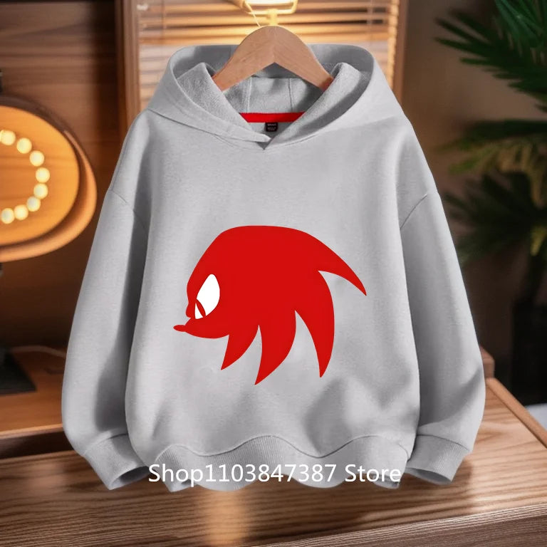 Sonics Hoodies Kids Cartoon Sonic Print Pullovers Baby Boys Children Long Sleeves Sweatshirt Girls Clothing Streetwear