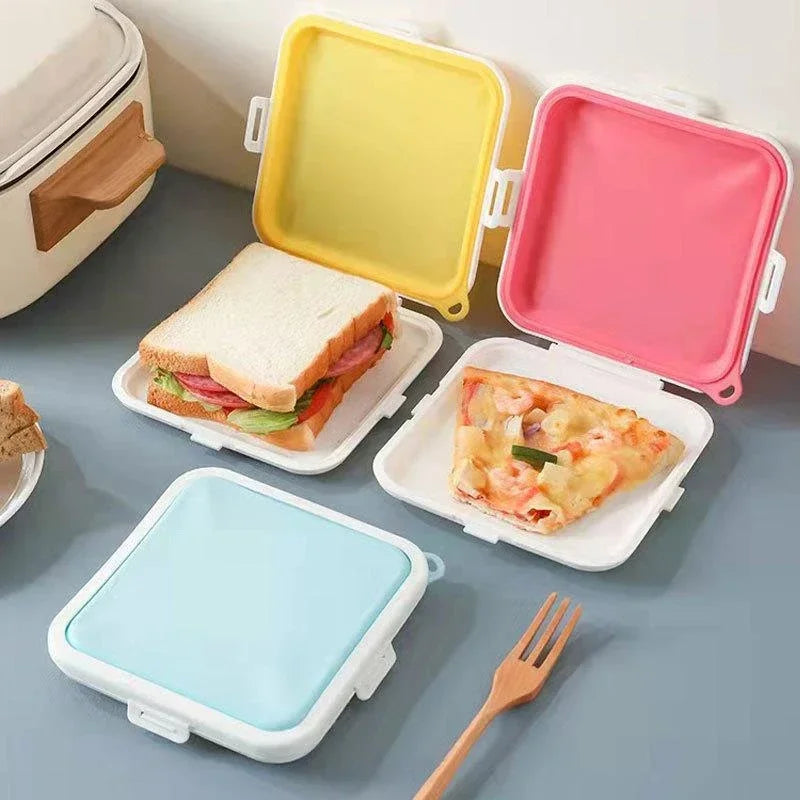 Portable Sandwich Toast Bento Box Reusable Sandwich Fresh Keeping Box Eco-Friendly Lunch Food Container Microwavable Dinnerware