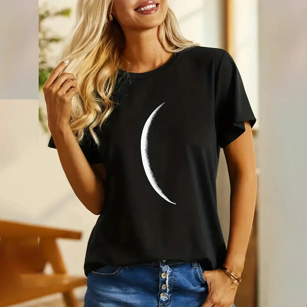 Women's T-shirt Summer Breathable Short Sleeved Dating Fashion Clothing Round Neck Loose Top