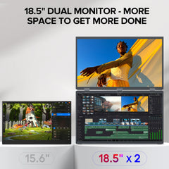 Cdisplay 18.5"120Hz Dual Screen Portable Monitor 1080P 360° Foldable Dual Monitors HDMI USB-C Stacked Triple  for PC Laptop