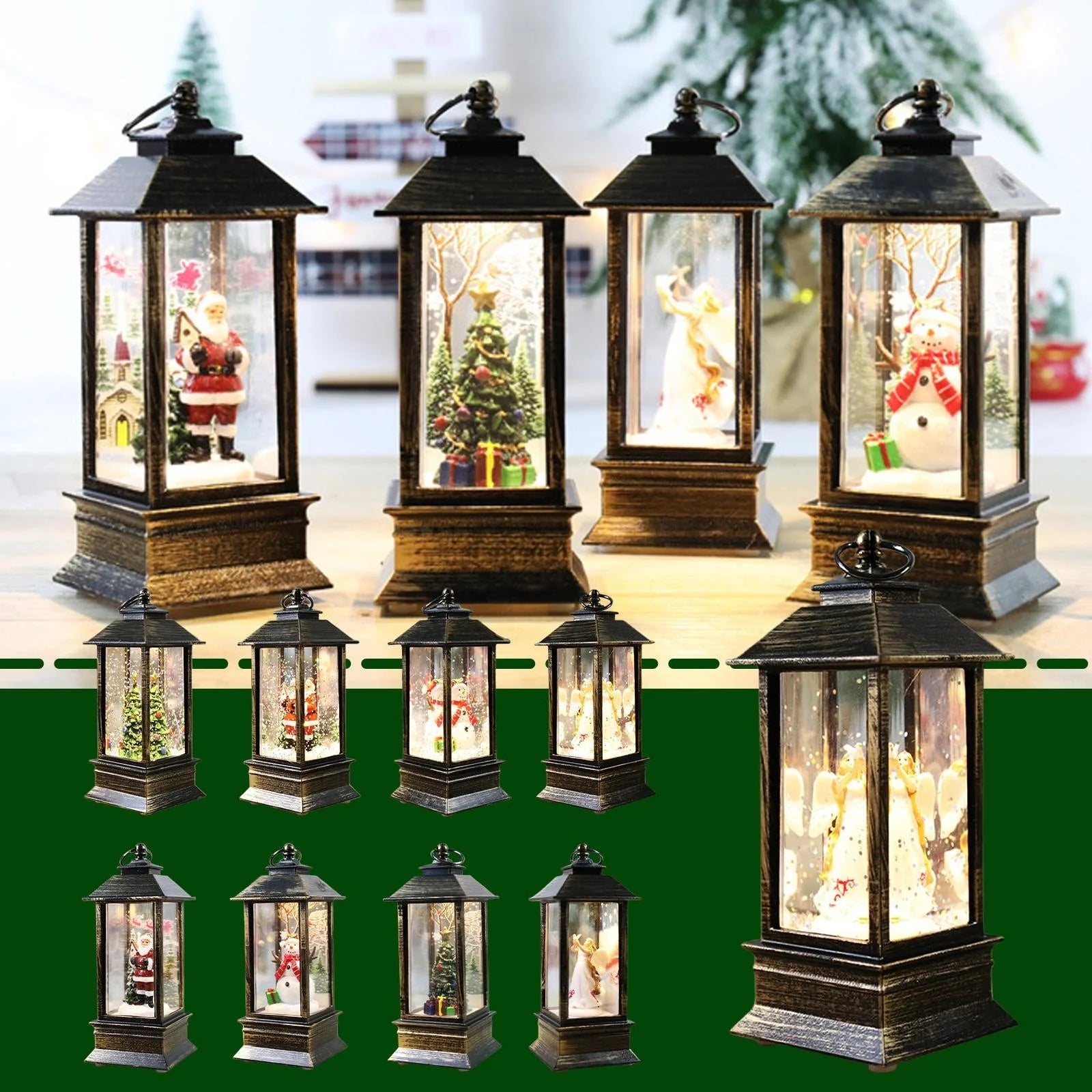 Wind Lights Christmas Style Cartoon Santa Claus/Snowman Model Create Atmosphere Hanging Xmas Lanterns