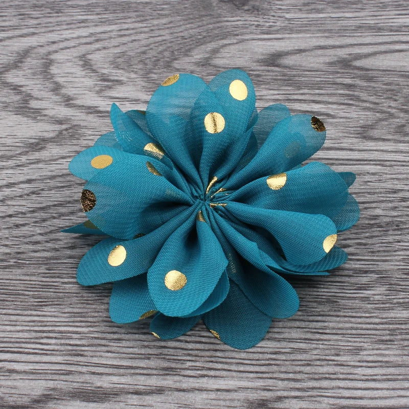 Fashion Gold Point Puffy Flower For Hair Accessories Ballerina Chiffon Flower Ornaments For Wedding Bouquet