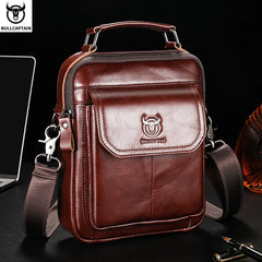 Men's Genuine Leather Shoulder Bag Multifunctional 7.9-inch Tablet Handbag Retro Casual Crossbody Bag