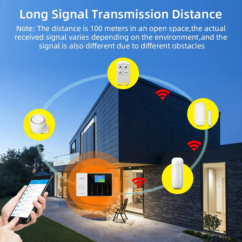 New GSM Home Security Alarm System For Tuya Smart Home WiFi Burglar Alarm Works Alexa & Google Alarma De Seguridad Para El Hogar