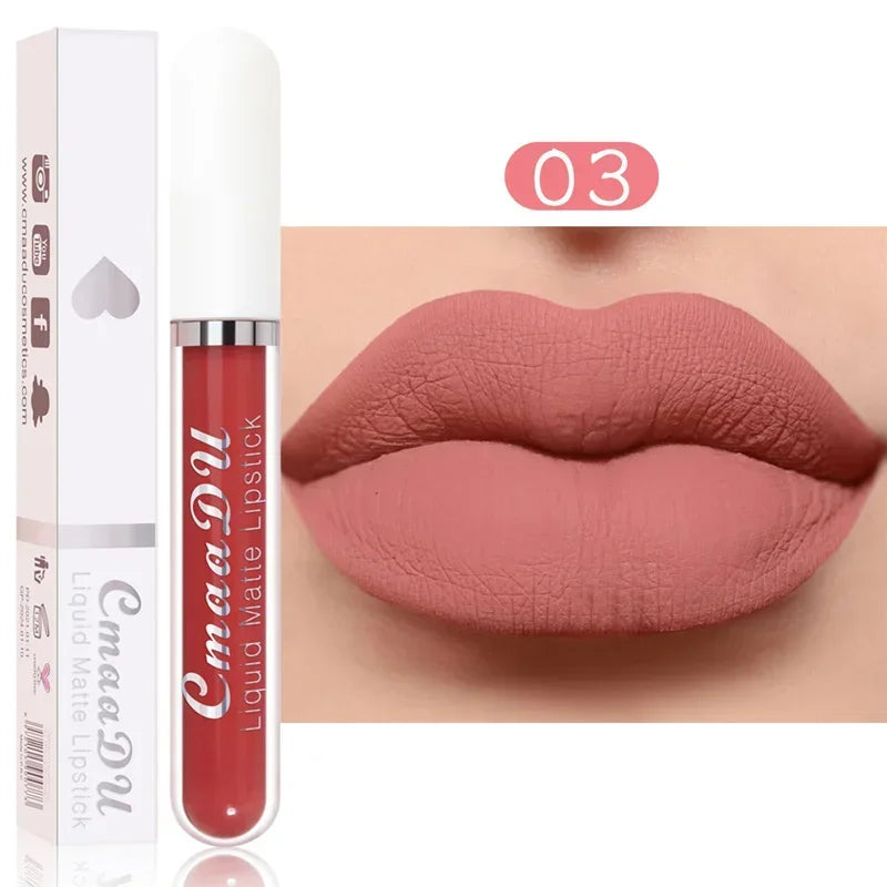 Waterproof Matte Nude Lip Gloss Brown Nude Pigment Dark Red Long Lasting Velvet Liquid Lipstick