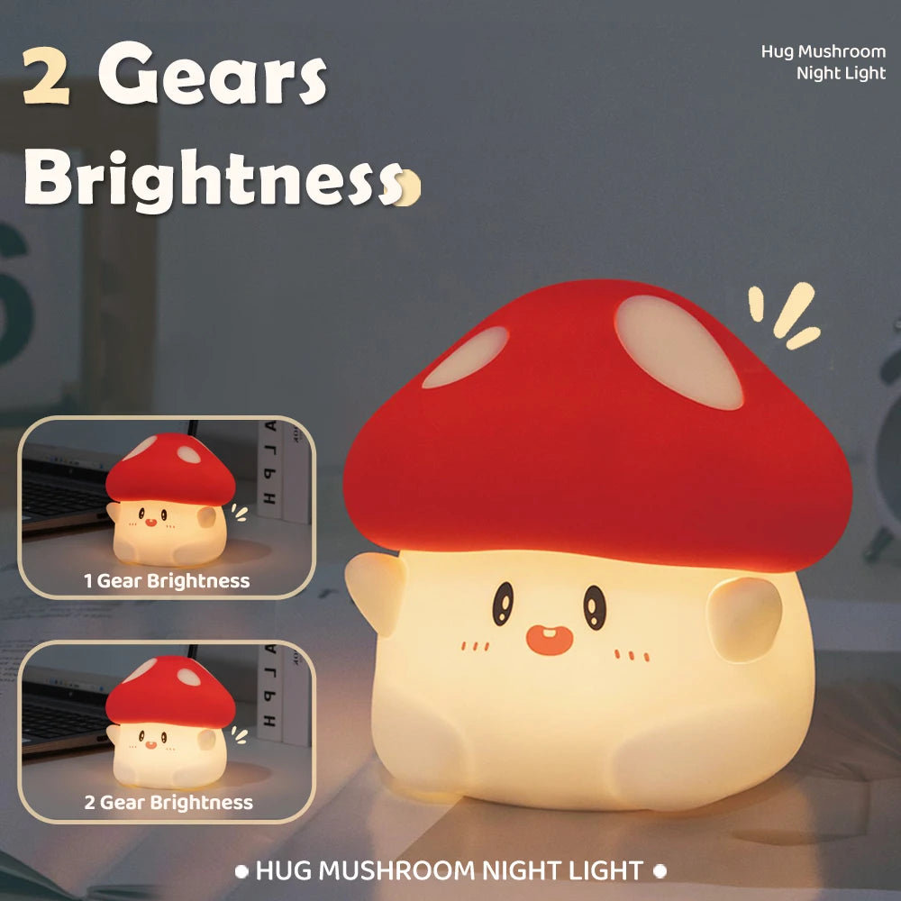 Cute Mushroom Night Light Timing Nursery Sleeping Nightlights