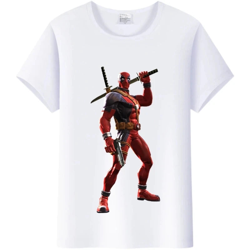 Fashion Tshirt Marvel Cartoon Deadpool Graphics  Tee Summer Top Short Sleeve