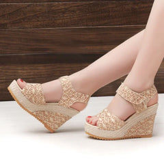 Summer New Fashion Mesh Peep Toe Platform High Heel Women Sandals