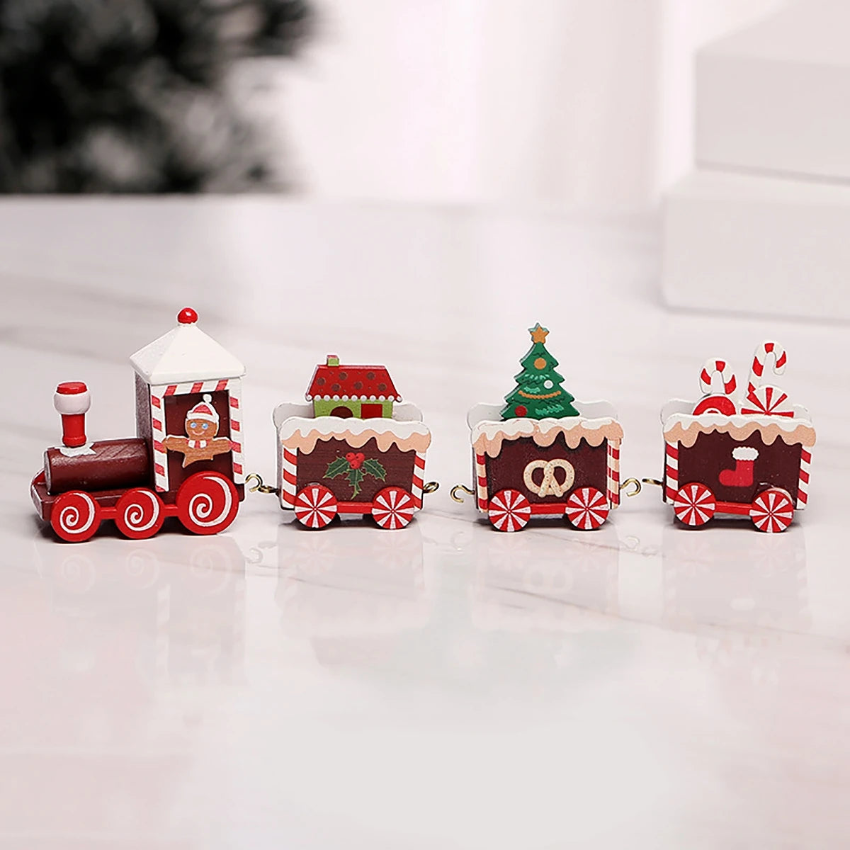 Christmas Plastic/Wooden Train Merry Cristmas Ornaments Christmas Decor For Home 2024 Xmas Tree Decor Noel Navidad NewYear Gifts