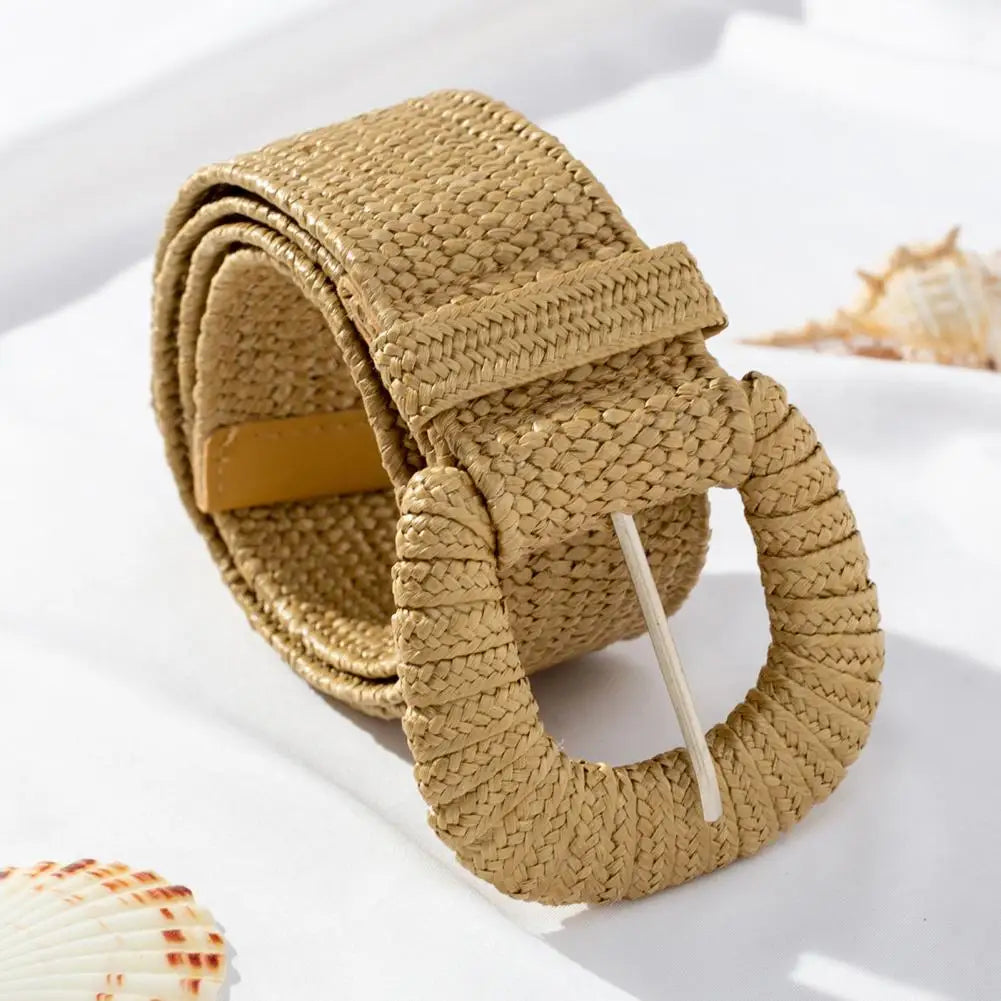 Women Casual Belt Wide Elastic Straw Woven Belt A Stylish Stretchy Clothing Accessory for Women's Dresses Jeans Boho Fashion