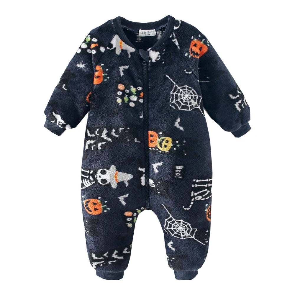 Sanlutoz Cute Printing Fleece Winter Baby Rompers Clothing Zipper Long Sleeve Toddler Jumpsuits