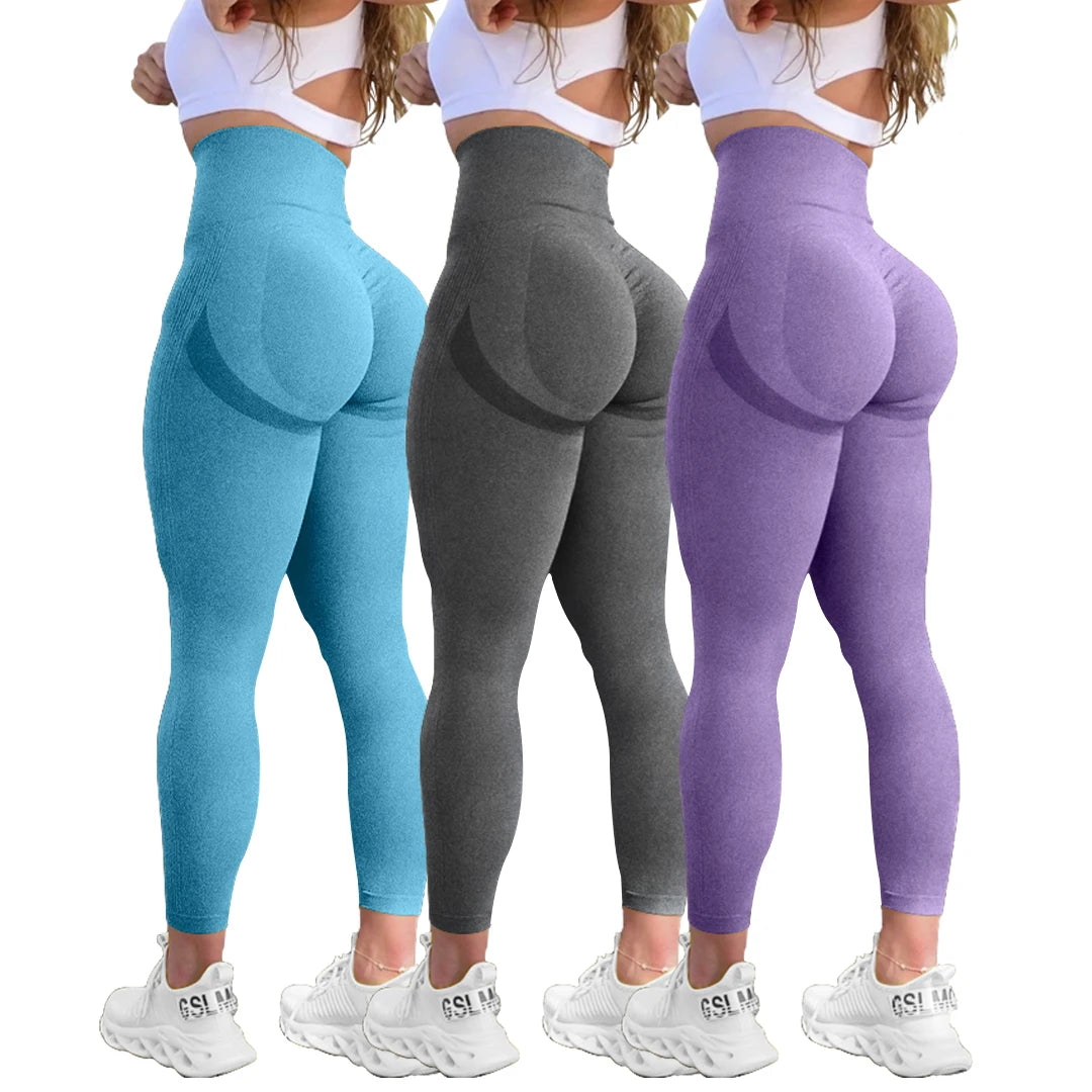 Women Butt Lifting Yoga Leggings Elastic Workout High Waist Tummy Control Ruched Booty Pants