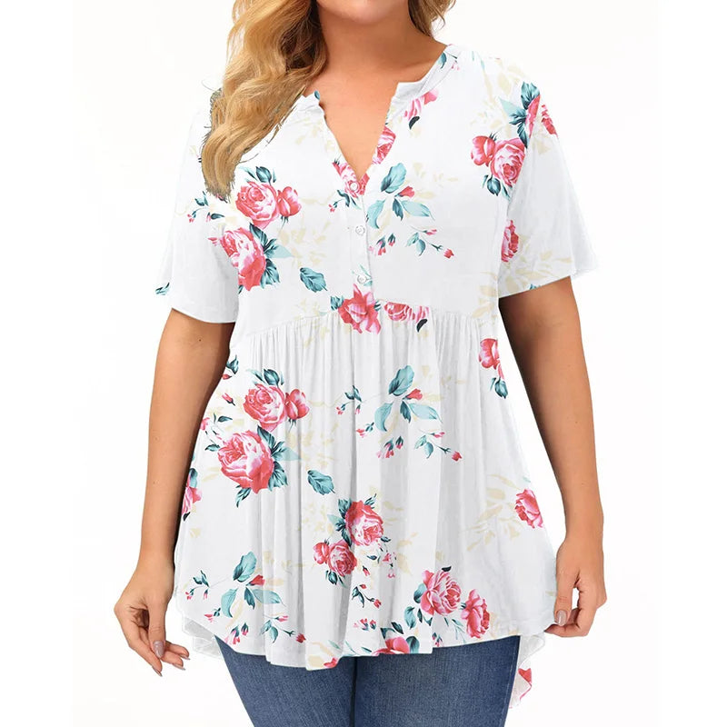 Loose Pullover Irregular T-Shirt Women's Summer Plus Size Clothes