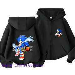 Hot Sonic Lightning Kids Zipper Hoodie Cartoon Print Autumn/Winter Long-sleeved Sweatshirt Casual Jacket Top 2-12 Y Boys Girls