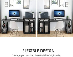 Computer Desk with Storage Shelf, Home Office Desk with Printer Stand & Cabinet Bookcase Combo, Black