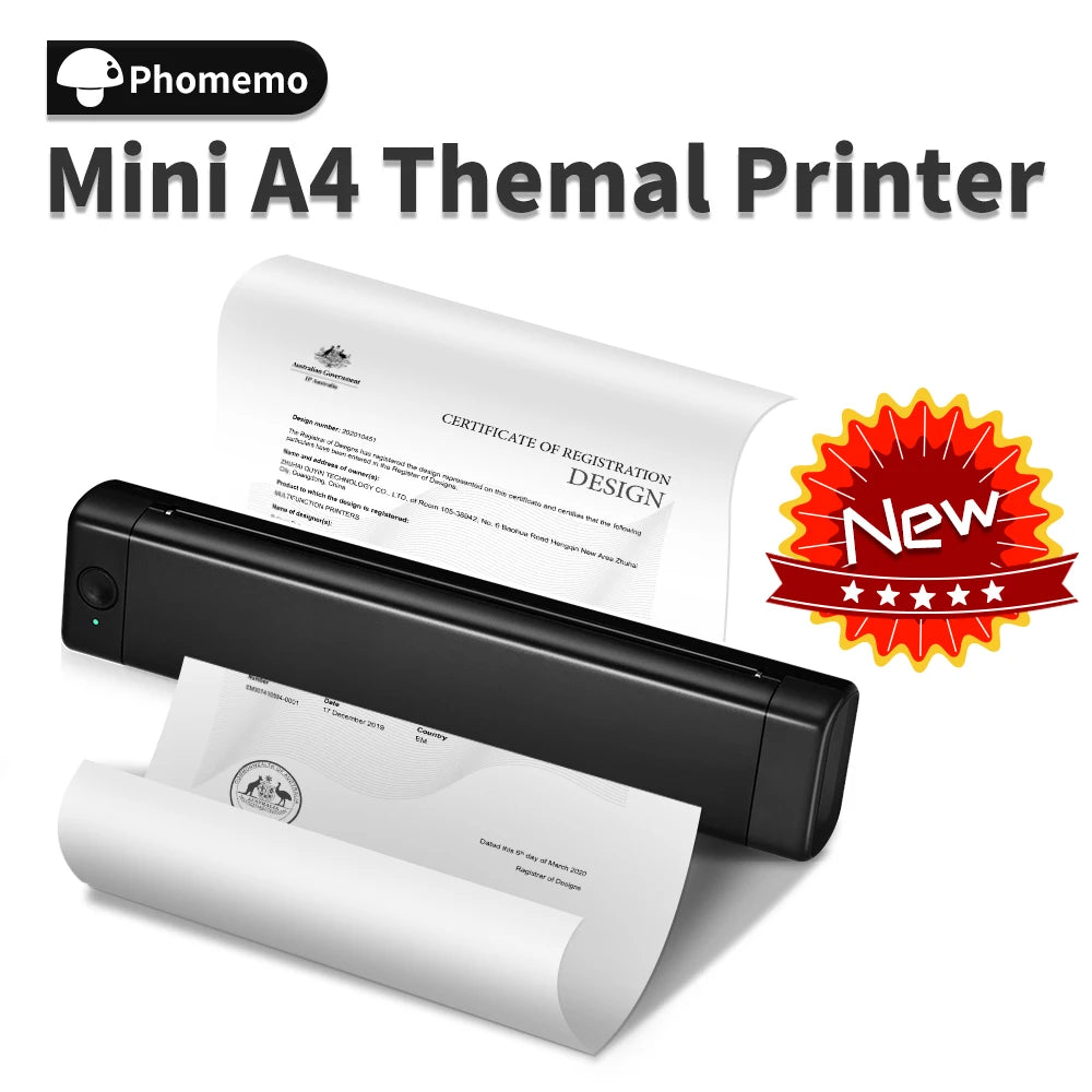 Phomemo M08F A4 Portable Thermal Printer,Supports 8.26"x11.69" A4 Thermal Paper