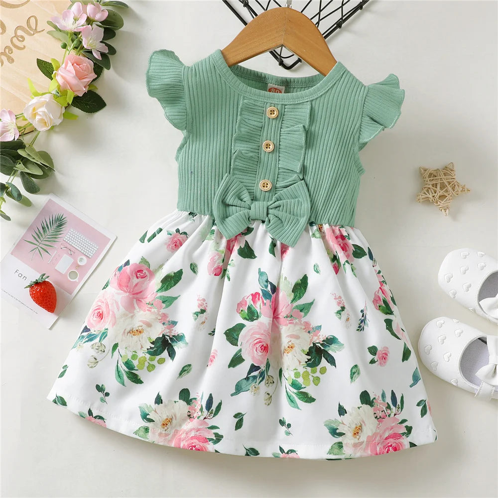 Baby Girl Sleeveless Floral Fashion Dress