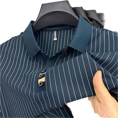 Brand striped design men's short sleeve fashionable polo shirt