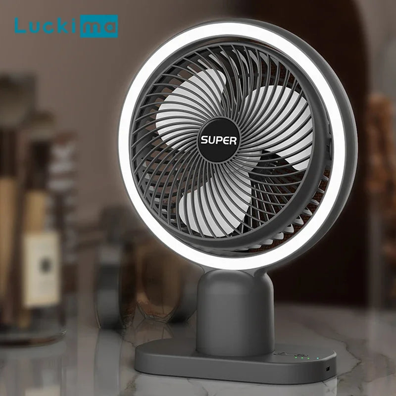 Mini USB Fan Portable Desk Fan with Light