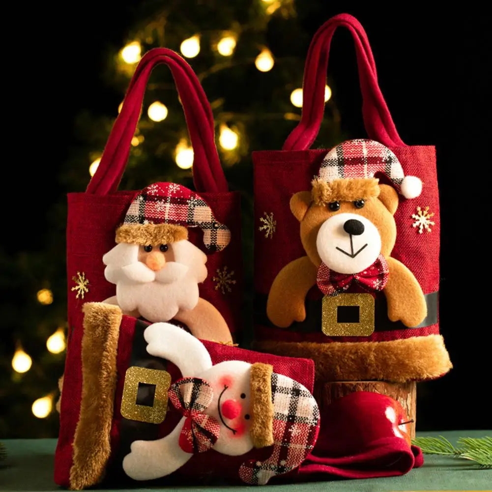 Christmas Gift Bag 3D Santa Claus Snowman Deer Candy Bag