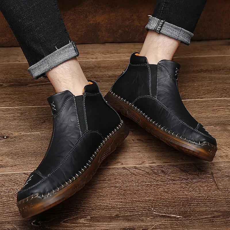 Autumn Winter Elegant Chelsea Boots Leather Men Shoes