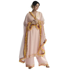 Women Wear Heavy Faux Georgette Kurta Palazzo with Fancy Dupatta for Wedding